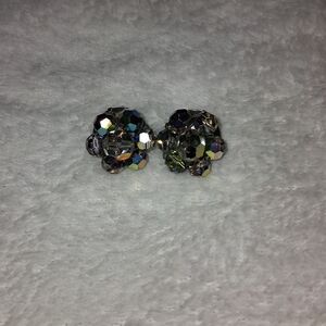 Iridescent Faceted Crystal Clusterclip On  Earrings